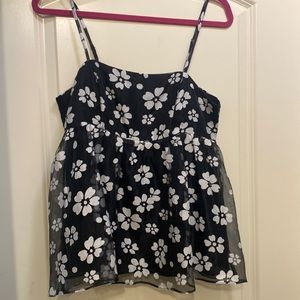 Dee Dee - Black Floral - Strappy  Top - Medium